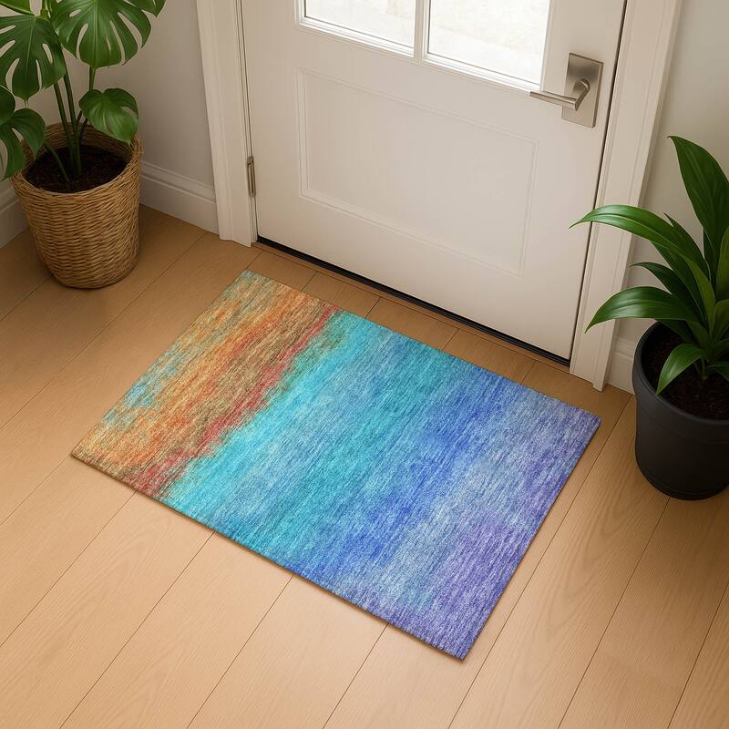 Premium Washable Super Soft Abstract Ombre Mayfield Rug - Aqua - 1'8" x 2'6"