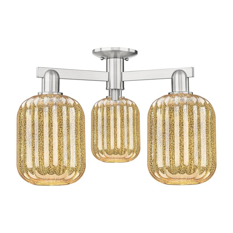 Innovations Lighting Downtown Urban - Preston - 3 Light 24" Jar Shade Semi-Flush Mount