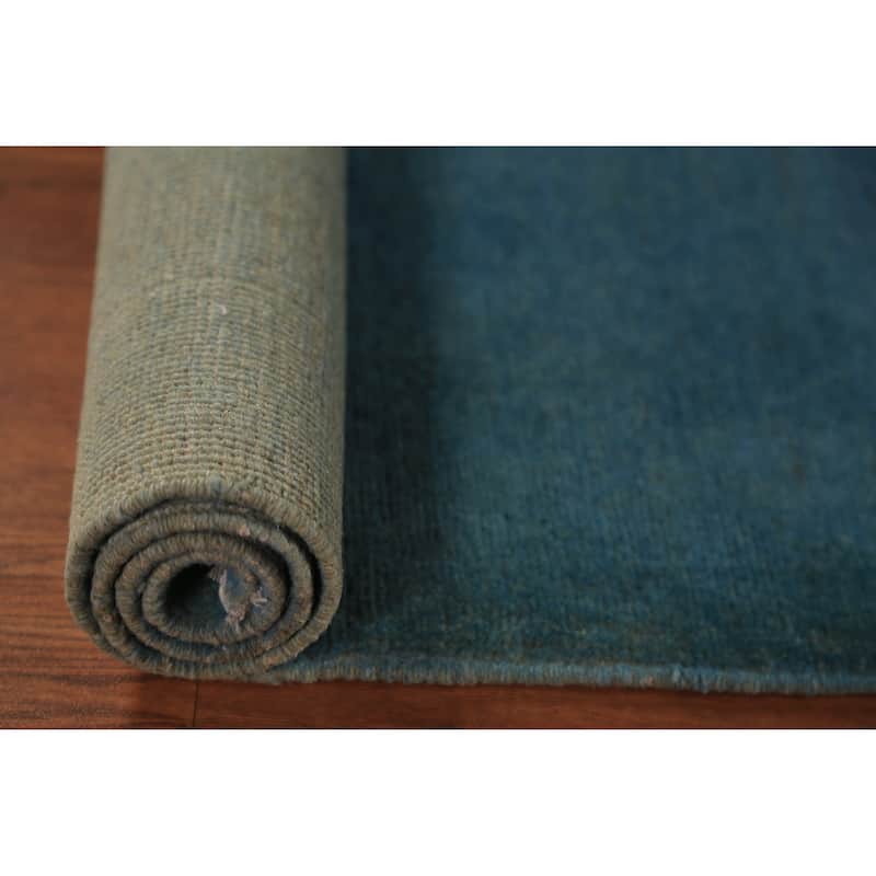 Blue Modern Gabbeh Oriental Rug Handmade Foyer Wool Carpet - 3'0" x 3'10"