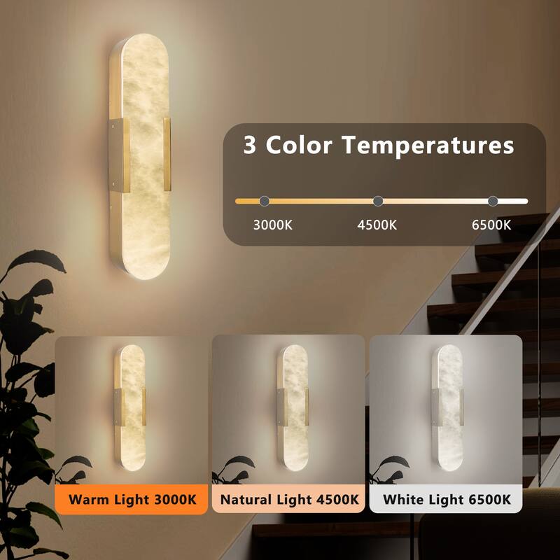 Natural Marble and Gold Wall Sconce Set of 2