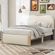 preview thumbnail 1 of 10, Twin Size Curved Design Platform Bed Upholstered Bed Frame Beige - Twin
