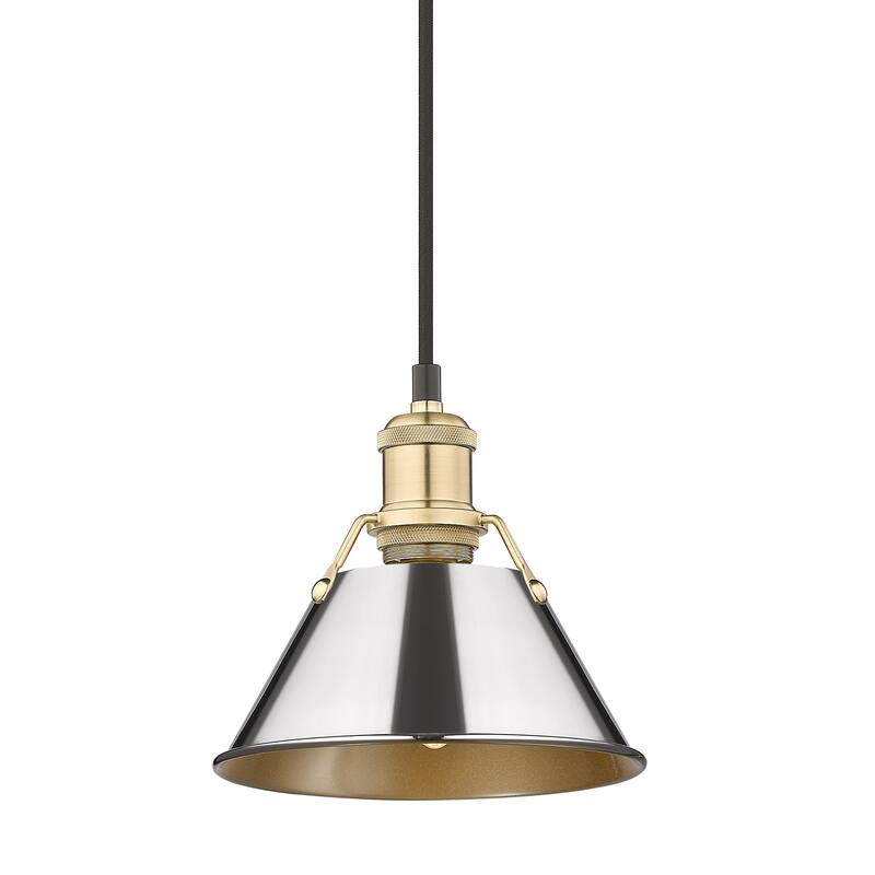 Yep by Golden Lighting Orwell 1-light 8in Pendant in Brushed Champagne Brass and Chrome shade - Gold