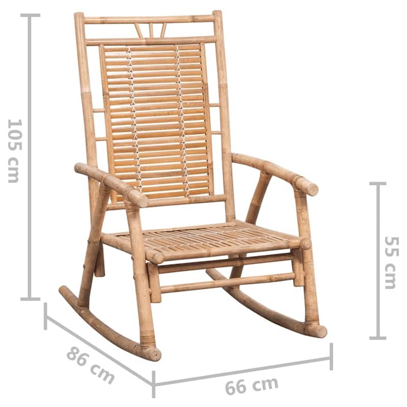 vidaXL Rocking Chair with cushion Bamboo - 26" x 33.9" x 41.3"