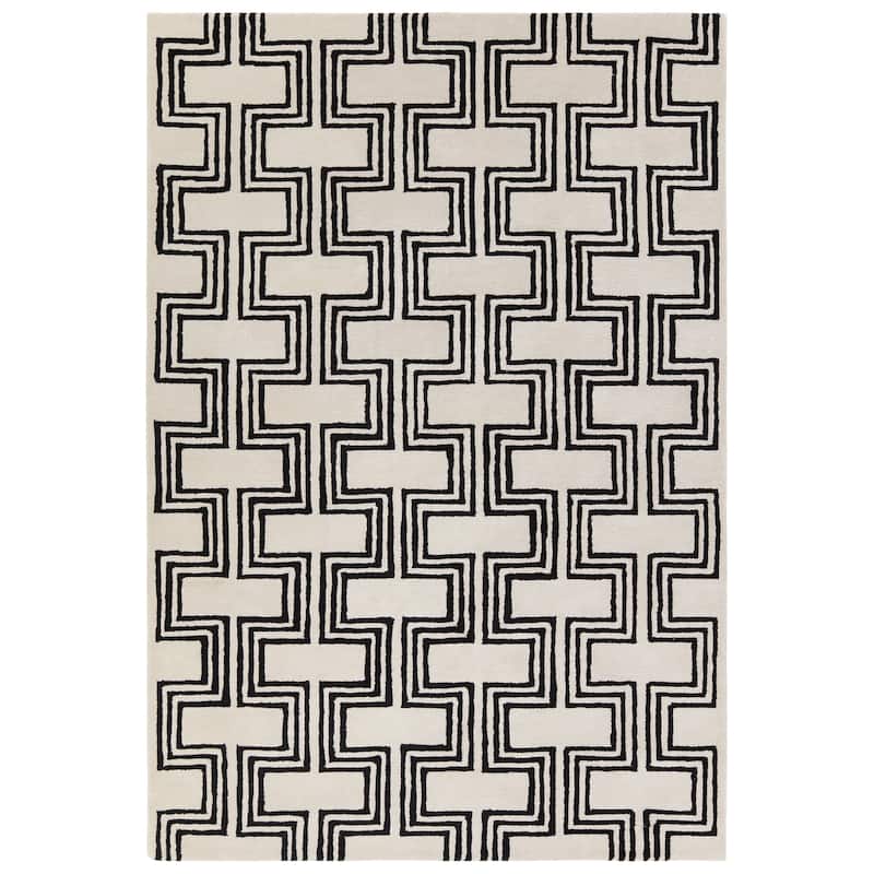 Illi Handmade Geometric Cream/Black Area Rug