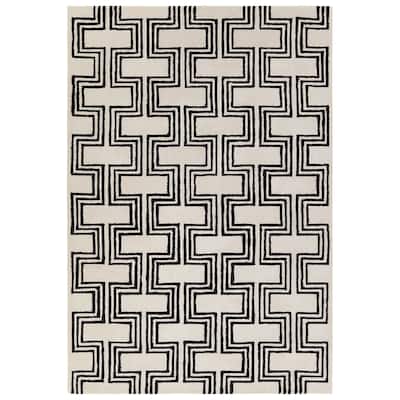 Illi Handmade Geometric Cream/Black Area Rug