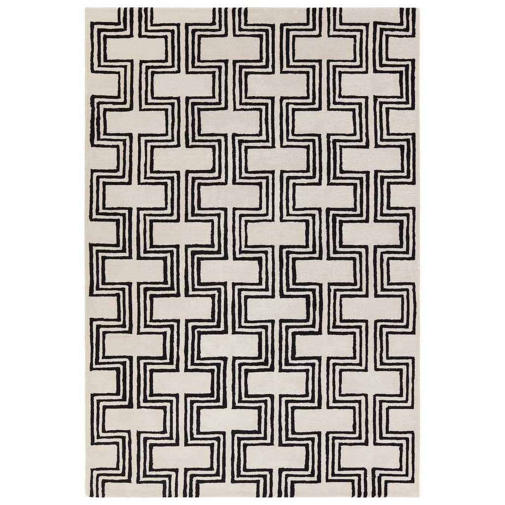 Illi Handmade Geometric Cream/Black Area Rug