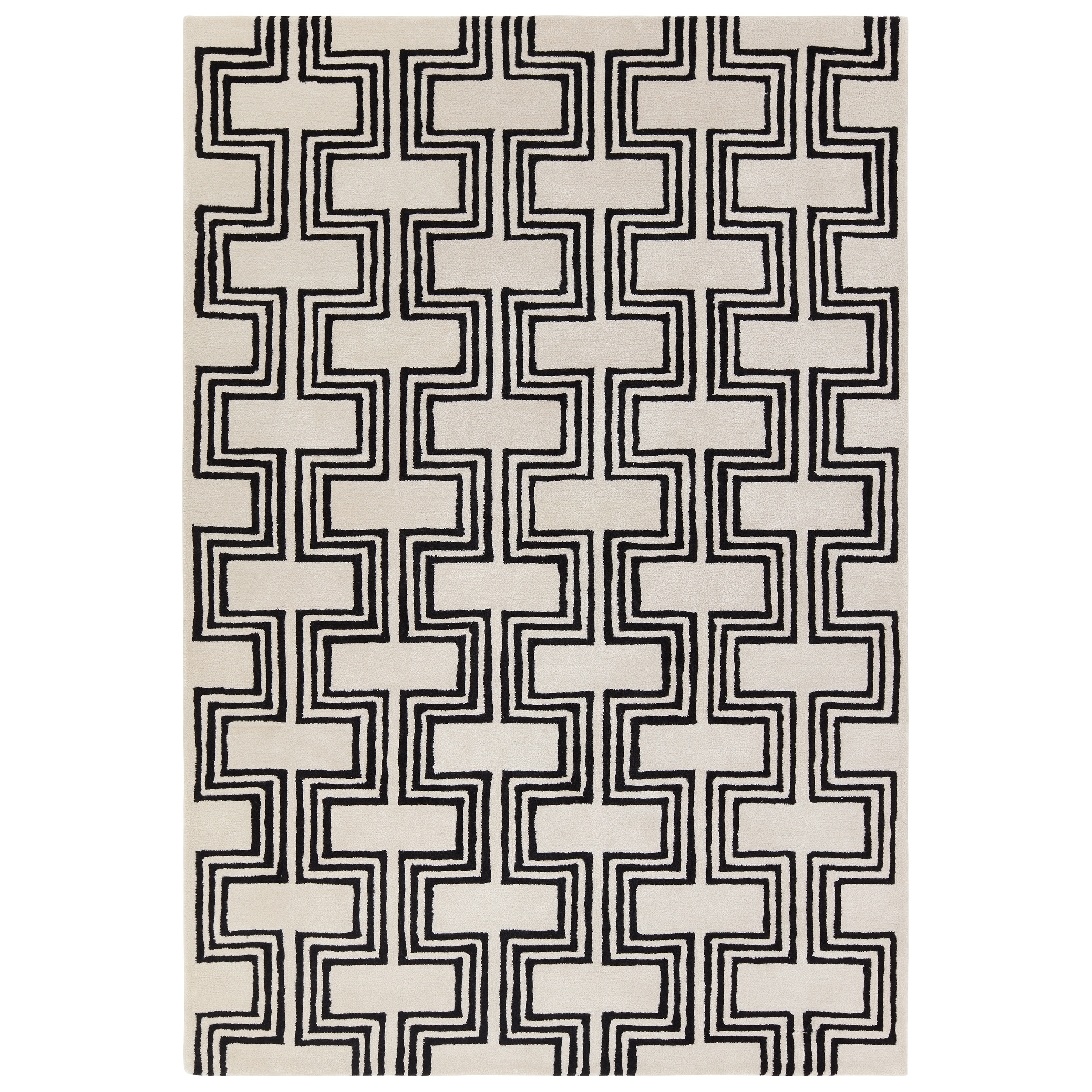 Illi Handmade Geometric Cream/Black Area Rug