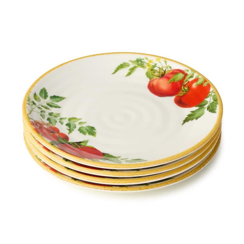 Certified International Pomodoro 6" Canape/Luncheon Plates,Set of 4 - 6'' W x 6'' D x 0.75'' H