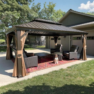 PURPLE LEAF Outdoor Gazebo Aluminum Frame Galvanized Steel Hardtop Gazebo