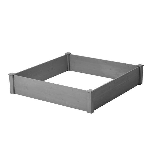 Gray Raised Garden Bed Outdoor AllNatural Wood Planter Box Over Floor