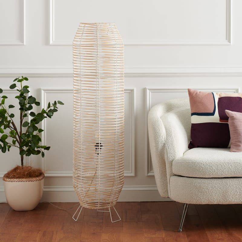 SAFAVIEH Lighting Wilde Tropical Coastal Boho 50-inch Floor Lamp - 13 in. W x 13 in. D x 50 in. H