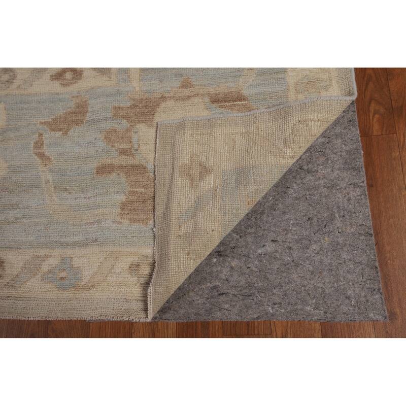 Transitional Oushak Turkish Area Rug Handmade Beige Wool Carpet - 8'3"x 9'9"