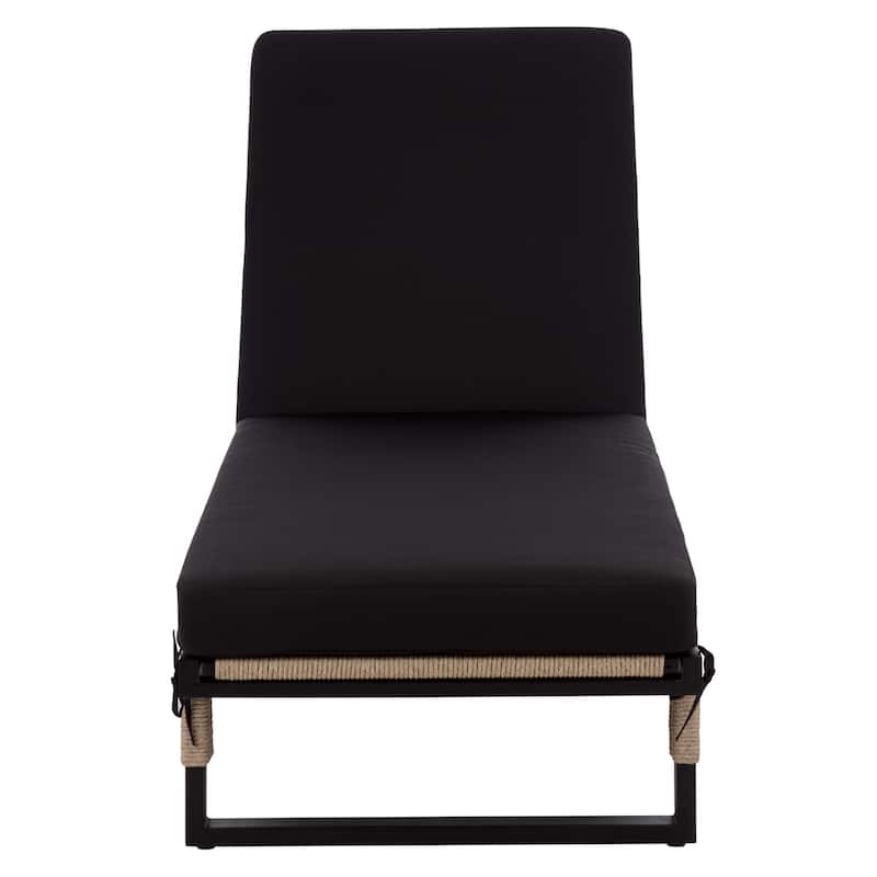 SAFAVIEH Outdoor Living Arman Lounger with Cushion - 79"W x 26"D x 15"H - Black/Black