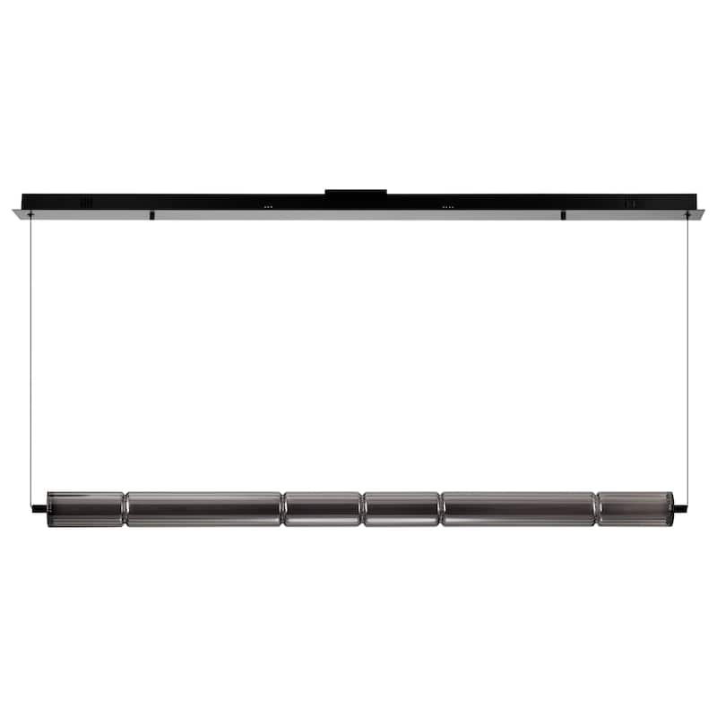 Evander LED 48 Inch Island Pendant Matte Black Finish Smoked Glass - Matte Black