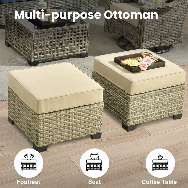 XIZZI 7 Pieces Patio Furniture Wide Armrest Conversation Sofa Set with Ottomans