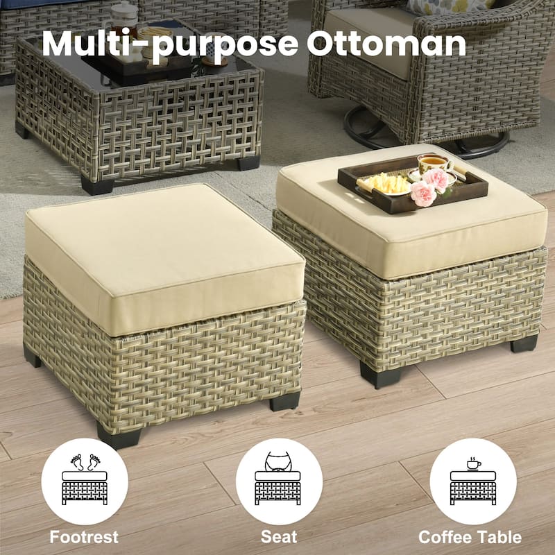 XIZZI 8-piece Outdoor Grey Wicker Furniture Conversation Set