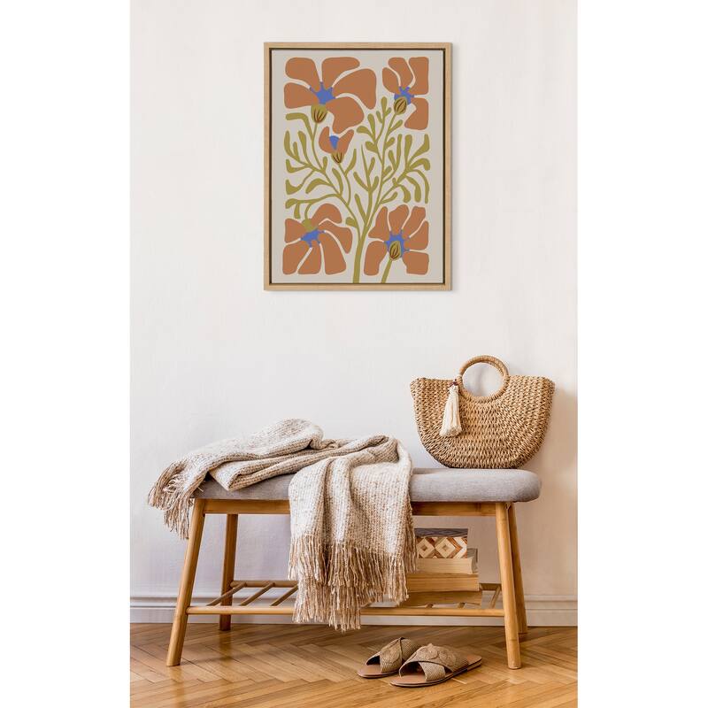 Kate and Laurel Plant Orange Framed Canvas by Creative Bunch Studio