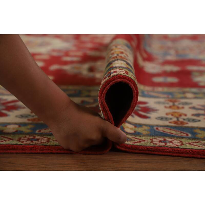 Hand Knotted Oriental 100% Wool Carpet Traditional Geometric Red Kazak Area Rug - 15' 10'' X 9' 9''