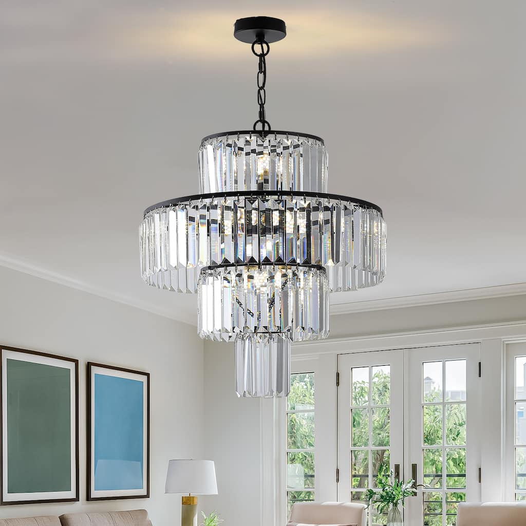 Exquisite Ceiling Lighting Crystal Chandeliers for Bedroom Foyer, Black Chandelier Flush Mount Ceiling Light Fixtures