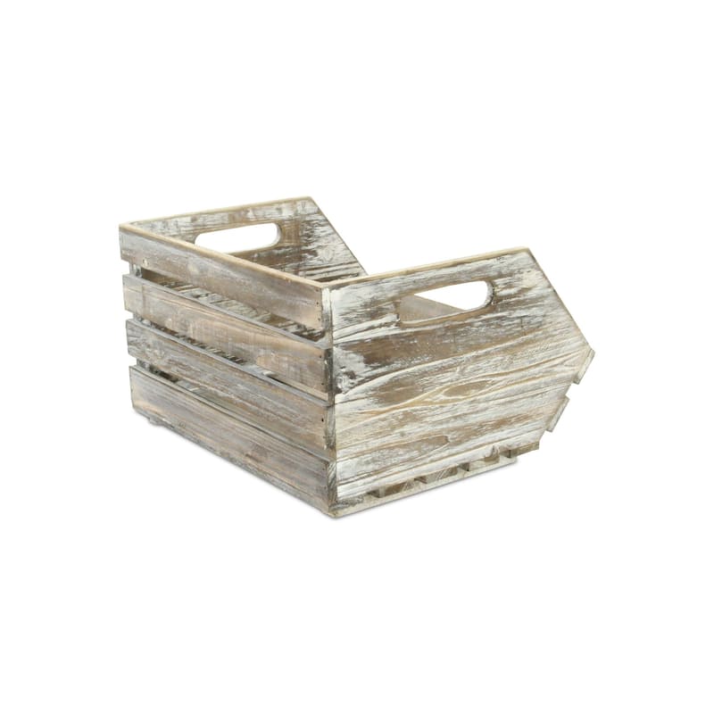 13" Brown Contemporary Stackable Storage with Side Handles