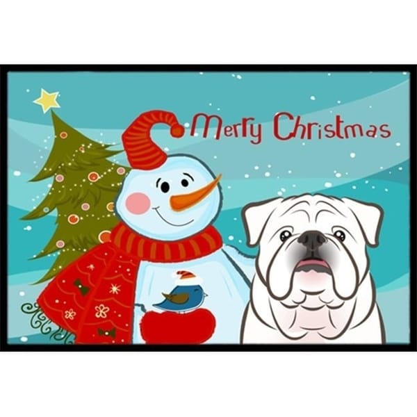 Carolines Treasures BB1840JMAT Snowman With White English Bulldog Indoor & Outdoor Mat 24 x 36 in.