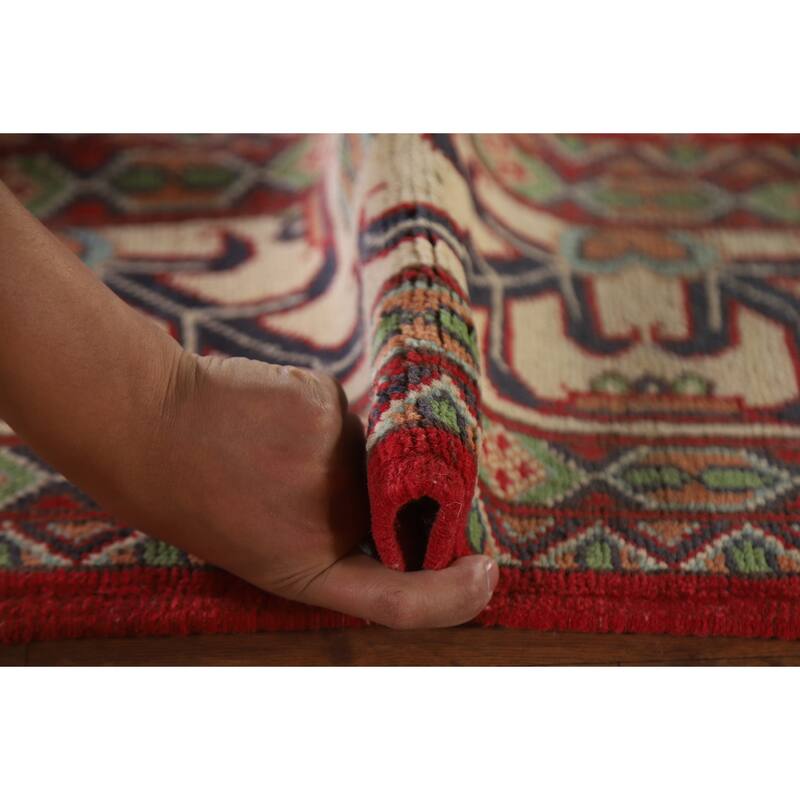 Hand Knotted Oriental 100% Wool Carpet Traditional Geometric Red Kazak Area Rug - 9' 8'' X 6' 6''