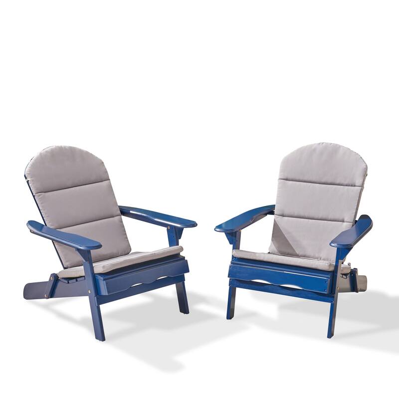 Malibu Outdoor Acacia Wood Folding Adirondack Chairs with Cushions (Set of 2) by Christopher Knight Home
