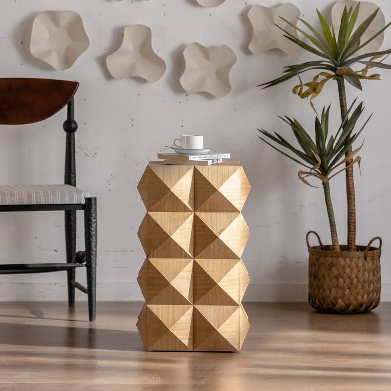 Embossed Pattern Sofa Side Table Natural Corner Table Tea Table