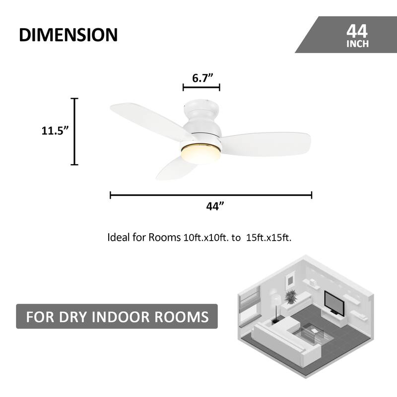 CARRO Reed 44" Indoor Ceiling Fan with Light and Remote - N/A