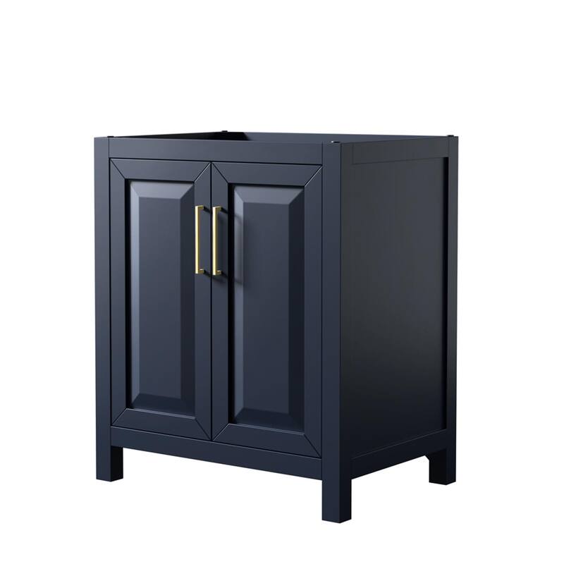 Wyndham Collection Daria 29" Single Free Standing Vanity Cabinet Only - Dark Blue / Brushed Gold Hardware