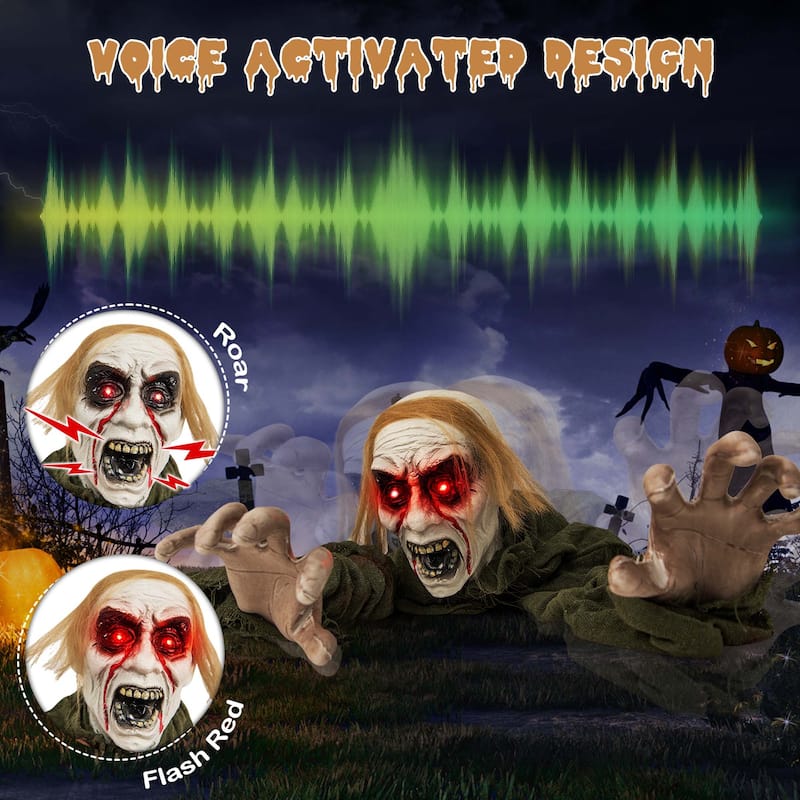 Costway Halloween Groundbreaker Voice Activated Climbing Zombie w/ - See Details