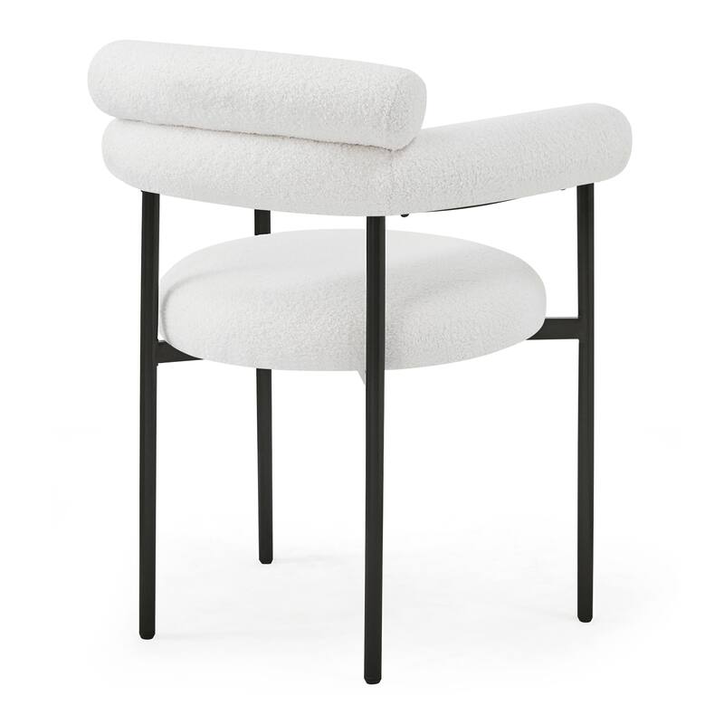 Modern Set of 2 Dining Chairs with Armrests, Padded Seat Backrest, Metal Legs for Dining Room Living Room and Café
