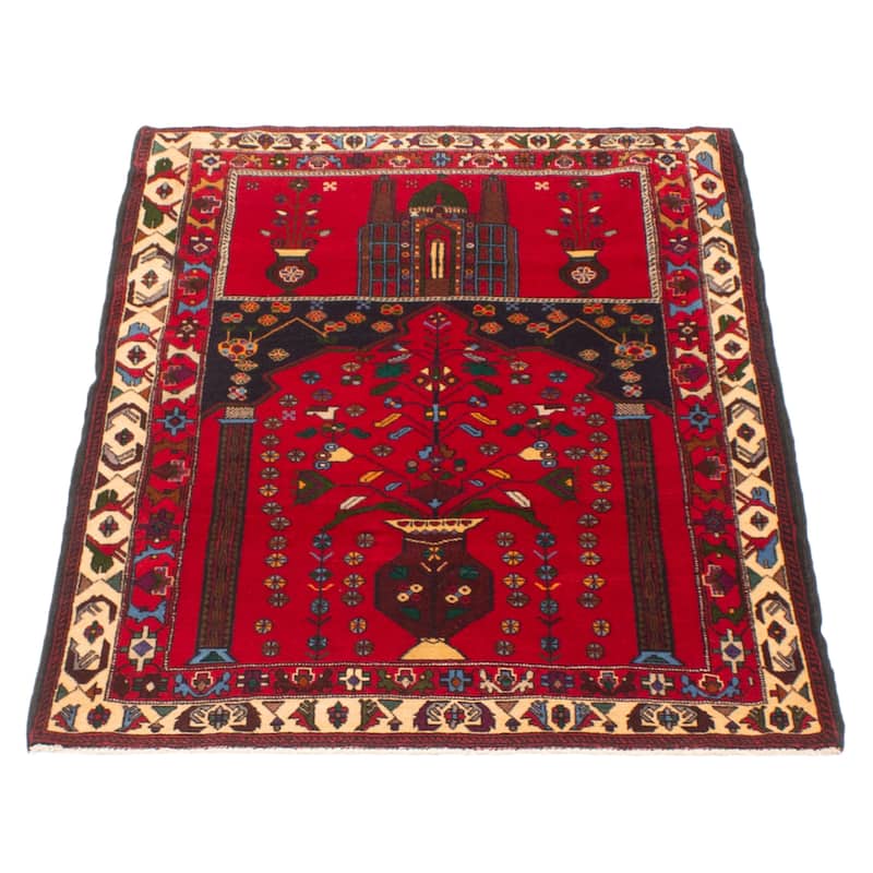 Teimani Red Rug 3'4" x 5'1" - 3'4 x 5'1