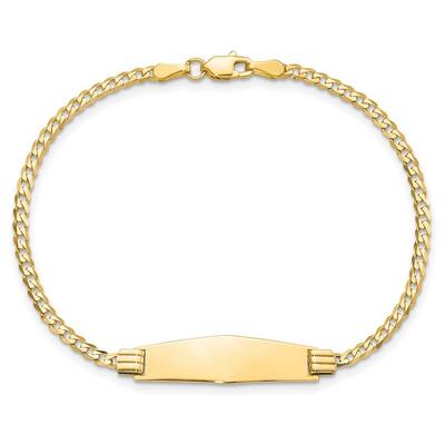 Curata 7.8mm 14k Engravable Curb Link Soft Diamond Shape ID Bracelet 7 Inch