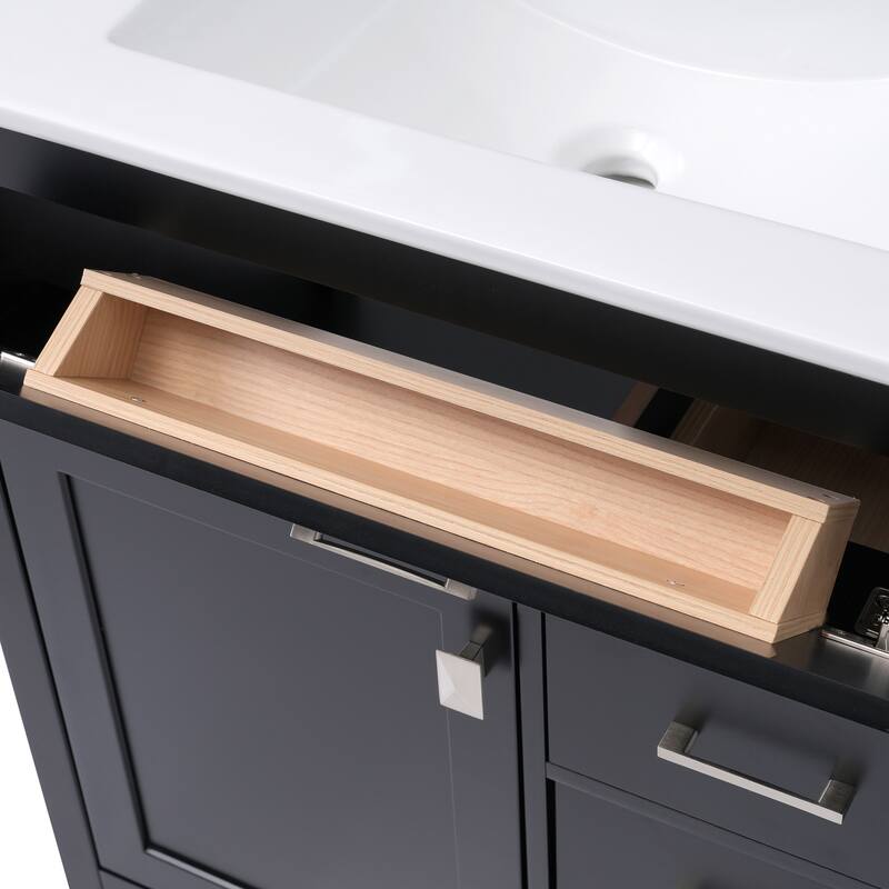 30 in. W x 18.3 in. D x 33.6 in. H Single Sink Freestanding Bath Vanity with White Ceramic Top