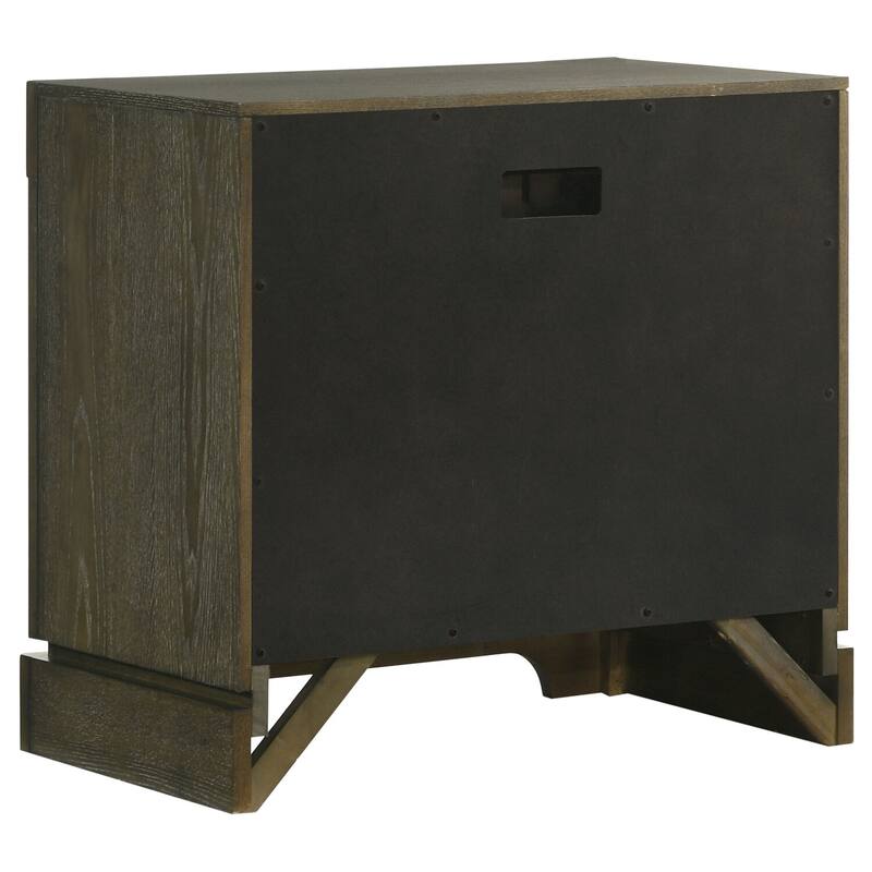 Dark Cocoa 2-Drawer Nightstand with Brass Knobs, Felt Lined Top Drawer, Cord Access and Solid Hardwood Build
