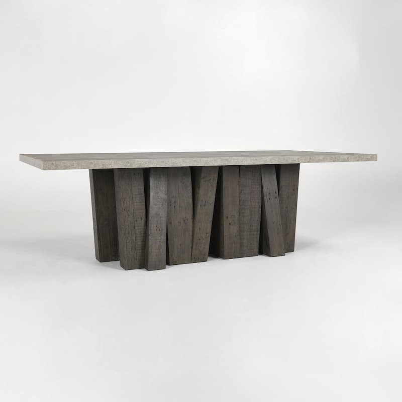 Classic Home Simone 94" Reclaimed Pine Wood Dining Table in Antique Gray