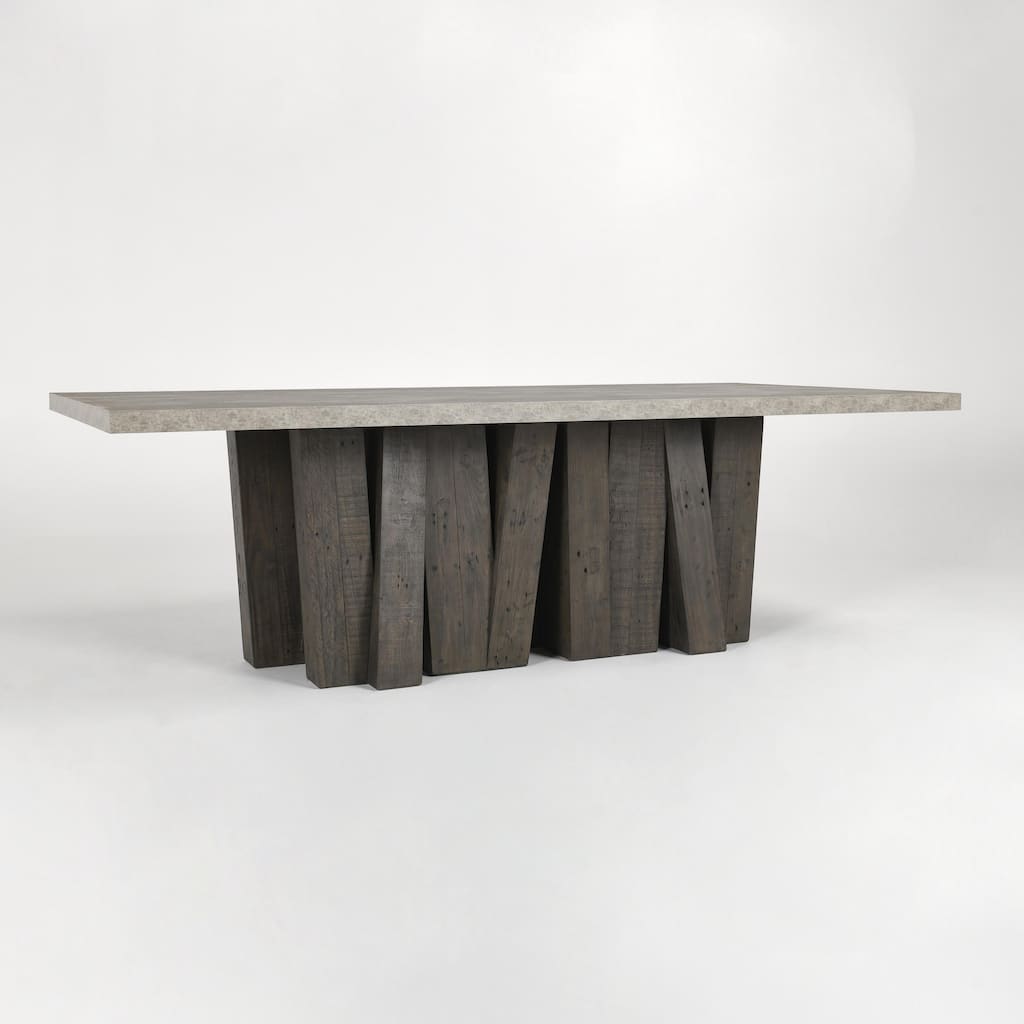 Classic Home Simone 94" Reclaimed Pine Wood Dining Table in Antique Gray