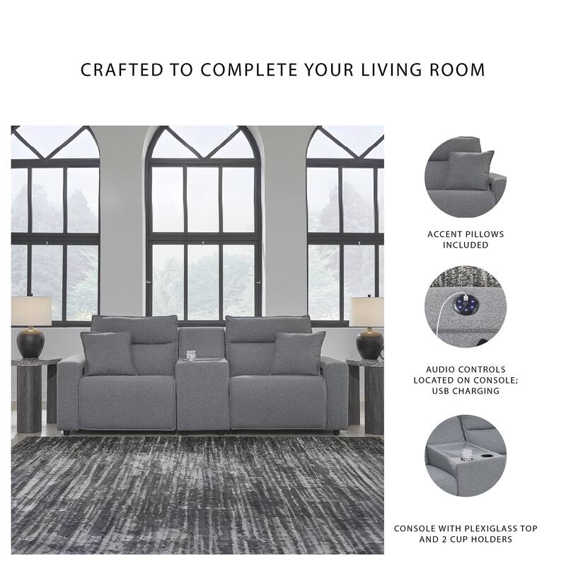 Signature Design by Ashley Modmax Gray 3-Piece Power Reclining Sectional - 100" W x 41" D x 41" H