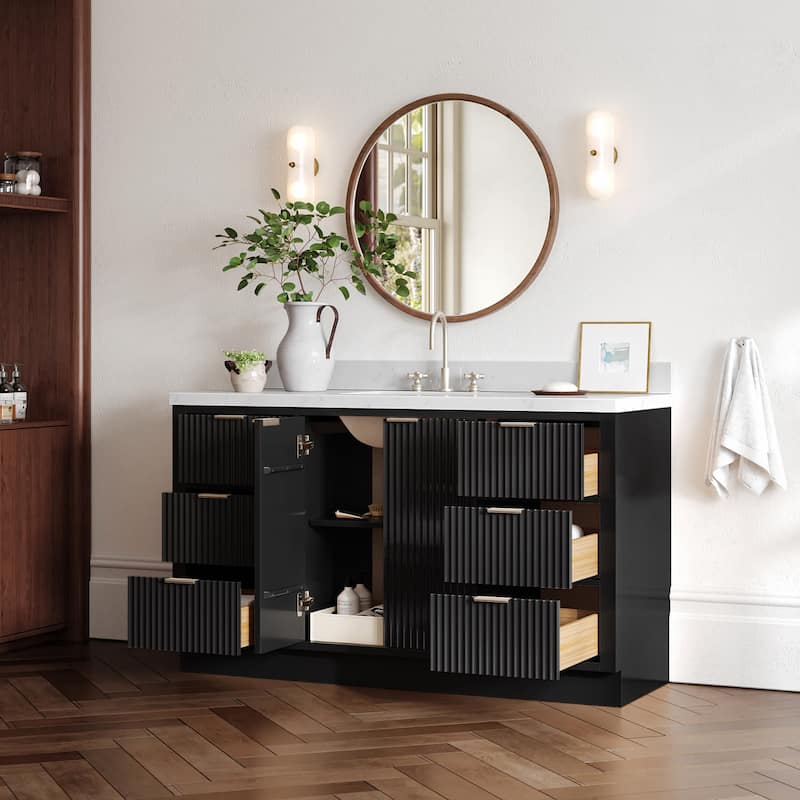 Ariel P60CQRVO Milan 60" Free Standing Single Basin Vanity Set with