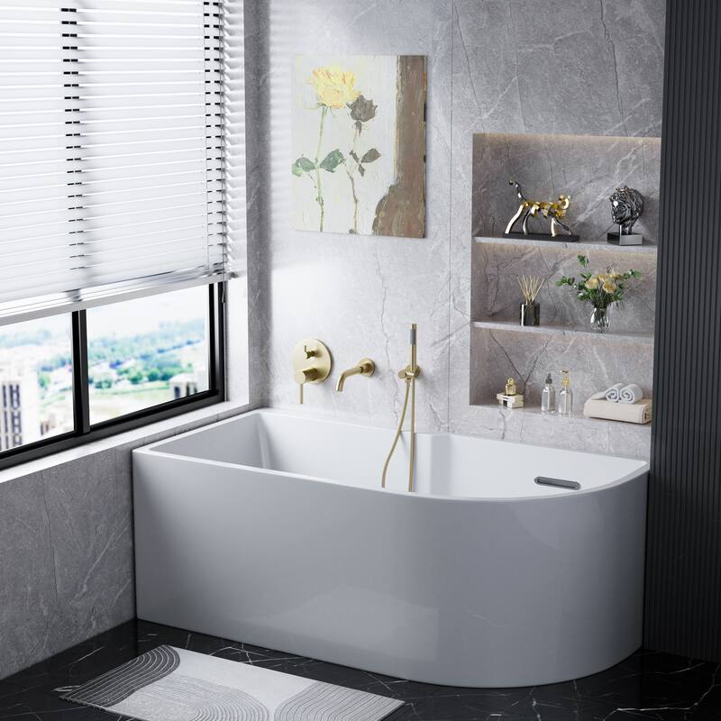 Modland Luxury Wall Mounted Bathtub Faucet With High-pressure Handheld Shower and Tub Spout