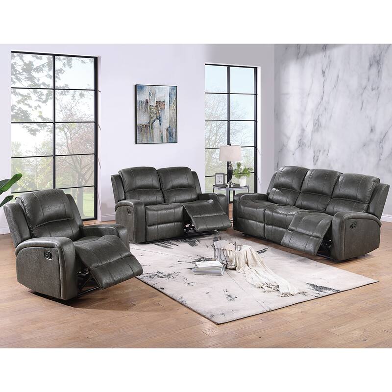 Leather-Like Fabric Upholstered Manual Motion Recliner