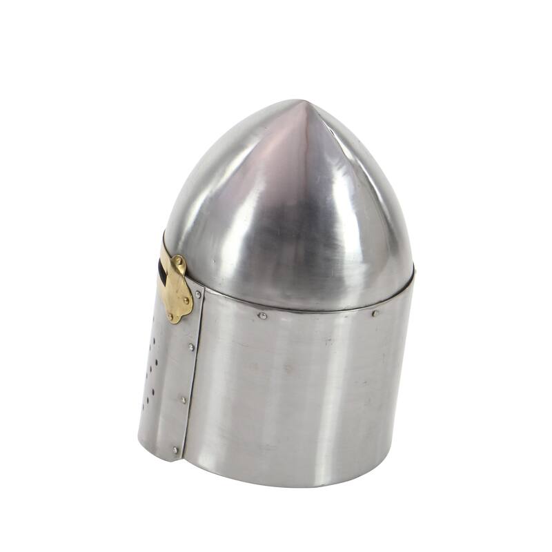 Silver Metal Replica Medieval Knight Crusader Helmet - 9 x 9 x 13