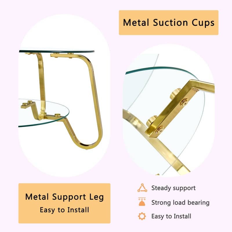 Vintage Minimalist Metal & Glass Coffee Table - 31.5" Square, Double Layer Tempered Glass