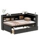 preview thumbnail 19 of 23, Twin Size L-shaped Bookcases Bed with Power Outlets, USB Charging Ports,Two Drawers