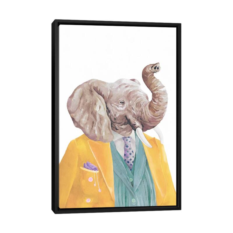 iCanvas "Golden Coated Elephant" by Animal Crew Framed - Black - 48x32
