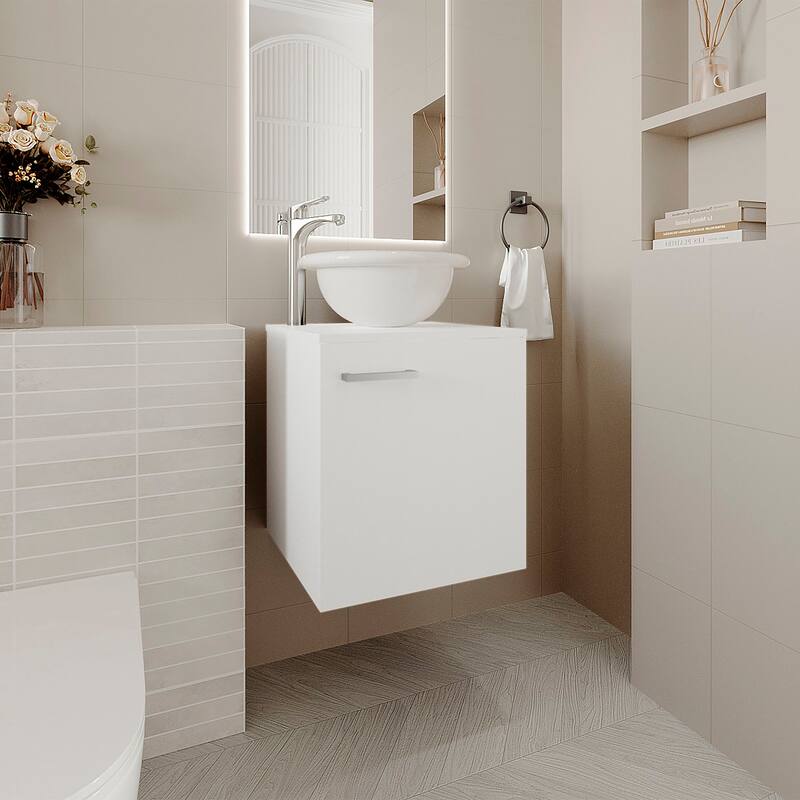 Bathroom Vanity with modern design, With Sink, 1 Door with durable engineered wood construction - White