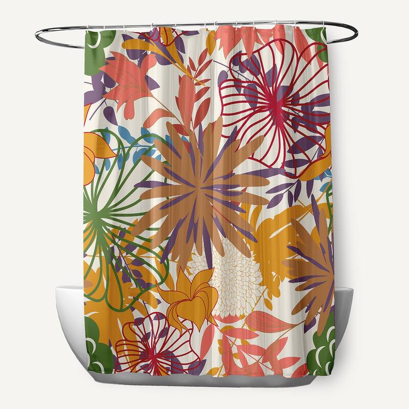 Jumble Floral Shower Curtain - Scallion