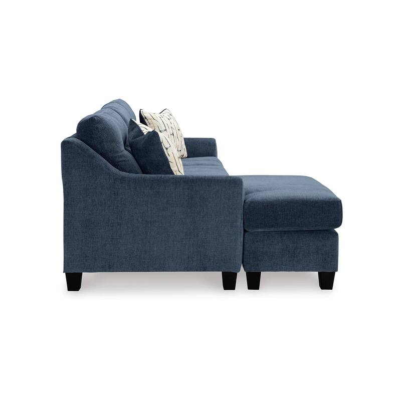 Emilia Queen Sofa Chaise Sleeper, 3 Accent Pillows, Ink Blue Polyester