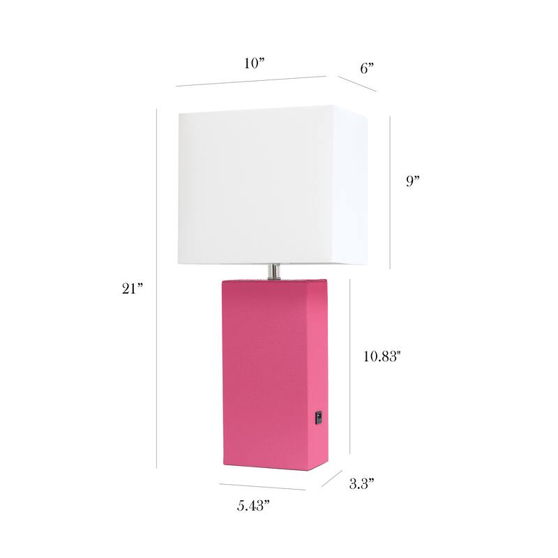21 in. Hot Pink Finish Table Lamp with White Shade, Sturdy Table Lamp for Living Rooms and Bedrooms